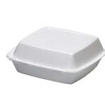 Dart 85HT1R, 8x8x3-Inch Performer White Single Compartment Foam Container with a Removable Hinged Lid, 200/CS