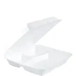 Dart 95HT3R 10x9x3-Inch White 3-Compartment Insulated Foam Container With A Hinged Lid, 200/CS