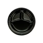 Dart 9CPBQR 9-Inch Quiet Classic Round Black Laminated Foam 3-Compartment Plate, 500/CS