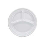 Dart 9CPWF 9-Inch Famous Service Round White Impact Plastic 3-Compartments Plate, 500/CS (Discontinued)