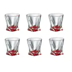 Bohemia Crystal 943400011, 11 Oz Quadro Crystal Glass Red Tumblers, 6/pk