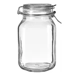 Circle Glass Circleware B500342, 50 Oz. Glass Jar, Metal Clamp Lid