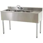 Eagle Group B5R-18, 5-Ft 3-Compartment Under Bar Sink with Right Drainboard, NSF, KCL