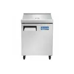 Evercool ESP27, 27-Inch Refrigerated Sandwich Prep Table with Cutting Board and 8 Food Pans