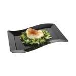 Fineline Settings 1407-BK, 7.5x12-Inch Wavetrends Black Plastic Luncheon Plates, 120/CS