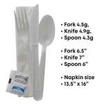 Fineline Settings 17CKFSKPP.WH, ReForm Wrapped Polypropylene White Cutlery Kit (Fork, Spoon, Knife, Napkin), 250/CS