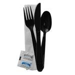 Fineline Settings 17CKFSKPPSP.BK, 8-inch ReForm Wrapped Polypropylene Black Cutlery Kit (Fork, Spoon, Knife, Napkin, Salt&Pepper), 250/CS