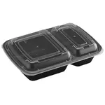 Fineline Settings 17CPRCB32S2, 32 Oz 2-Compartment ReForm Rectangular Polypropylene Takeout Bowl with Lid, 150/CS