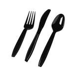 Fineline Settings 2514-BK, 8-inch Flairware Extra Heavy Black Polystyrene Cutlery Combo, 1224/CS (Discontinued)