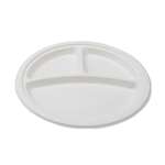 Fineline Settings 42RP09S3, 9-inch 3-Compartment Conserveware Bagasse Round Plate, 500/CS (Discontinued)