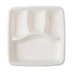 Fineline Settings 42ST9S4, 9-inch 4-Compartment Conserveware Bagasse Square Tray, 200/CS (Discontinued)