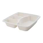Fineline Settings 42ST9S4, 9-inch 4-Compartment Conserveware Bagasse Square Tray, 200/CS (Discontinued)