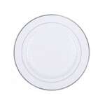 Fineline Settings 506-WH, 6-Inch Silver Splendor White Plastic Plates with Silver Rim, 150/CS
