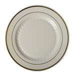 Fineline Settings 509-BO, 9-inch Silver Splendor Bone Plate with Golden Rim, 120/CS