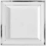 Fineline Settings 5504-WH, 4.5-inch Silver Splendor Square White Cocktail Plate with Silver Trim, 120/CS