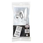 Fineline Settings 734, 3-Piece Silver Secrets Pocket Napkin Set (Fork, Spoon, Knife), 100/CS