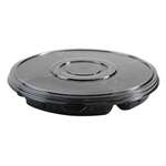 Fineline Settings CPD1305TF.BK, 13-inch 5-Compartment Platter Pleasers Thermoform Round Deep Tray with Flat PET Lid, 50/CS (Discontinued)