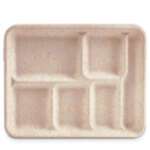 Green Wave International Green Wave OV-T026 Ovation Marbled 6-Compartment Bio Food Tray, 500/CS