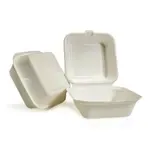 Green Wave PF-EV-B066, 6x6x3-Inch Evolution Bio Bagasse Container with a Hinged Lid, 400/CS