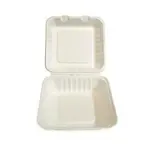 Green Wave International Green Wave PF-EV-B088, 8x8x3-Inch Evolution Bio Bagasse Container with a Hinged Lid, 300/CS