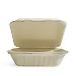 Green Wave PF-EV-B093, 9x9x3-Inch Evolution Bio Bagasse 3-Compartment Container with a Hinged Lid, 300/CS