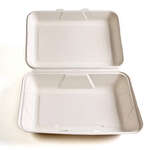 Green Wave TW-BOO-018 12x9x3-Inch Evolution White Bio Bagasse Container with a Hinged Lid, 150/CS