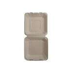 Hefty 00D72001ECO1, 9x9x3-Inch ECOSAVE PFAS-Free 1-Compartment Bagasse Fiber Hinged Container, 50/PK