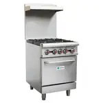 Hurakan HKN-XRFG24O4A, 24-Inch Gas Heavy Duty Range with 4 Burners
