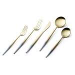 Kadra VF-10-VG, Vikko Dine "Vera" Brushed Gold 18/10 Flatware Service for 4, 20/CS