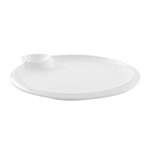Kadra VL-0996, 11-Inch Vikko Lightning Porcelain White 2-in-1 Round Plate with Dip Section, 24/CS