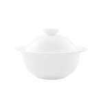 Kadra VL-2090-81, 14 Oz Vikko Lightning Porcelain Round White Soup Bowl with Cover, 48/CS