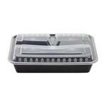 Karat IM-FC1032B-3C, 32 Oz Black PP Rectangular Microwaveable Food Container with Clear Lid, 150/CS