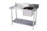 KCS WS-3048WS-R, 30x48-inch Stainless Steel Work Table with Built-In Right Sink