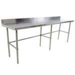 L&J B5SG14108-RCB 14x108-inch Stainless Steel Work Table with Backsplash and Cross-Bar