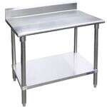 L&J B5SS1424-CB 14x24-inch Stainless Steel Work Table with Backsplash and Cross-Bar