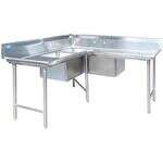 L&J CRS1818-3R 18x18-inch Stainless Steel 3-Compartment Corner Sink with Right Drainboard