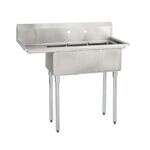 L&J LJ1216-3L, 12x16-Inch 3-Compartment Stainless Steel Sink with Left Drainboard