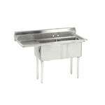 L&J LJ1818-2L 18x18-inch Stainless Steel 2-Compartment Sink with Left Drainboard