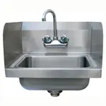 L&J WHS-01-2, 16-Inch Stainless Steel Wall Hung Hand Sink with Faucet, 2 Side Splashes