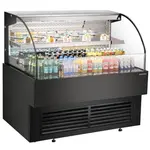 Marchia Display Company Marchia USTAR48G, 48-Inch Black Low Profile Open Air Cooler Grab and Go with Middle Shelf