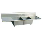 2S-1821-2RL, 18x21-Inch 2-Compartment Stainless Steel Sink with Right and Left Drainboard