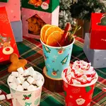 412H, 12 Oz 90 mm Christmas Print Hot Paper Cup, 1000/CS