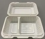 BG962, 9x6-Inch 2-Comp White Microwavable Hinged MFPP Container, 150/CS