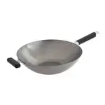 J22-0060, 14-Inch Joyce Chen Uncoated Carbon Steel Flat Bottom Wok with Phenolic Handles