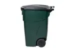Plex P575-00996, 50 Gal Green Rollout/Wheeled Trash Can/Container
