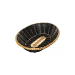 PLBB900G, 9-Inch Break-Resistant Woven Plastic Oval Basket, Black with Gold Trim