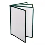 PLMENU-L4GR, 8.5x11-Inch Green Plastic Menu Cover with 4-Page Book Fold