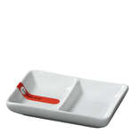 Miya X15019, 4.25"x2.75" White Double Sauce Dish, 96/CS (Discontinued)