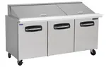 Nor-Lake AdvantEDGE NLSMP72-30-001, 72-inch 3 Door Mega Top Sandwich Food Refrigerator W/Drawers