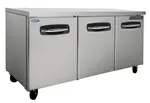 Nor-Lake AdvantEDGE NLUR72-006, 72-inch 3 Door Undercounter/Worktable Refrigerator W/Drawers on Center&Right, Lowboy
